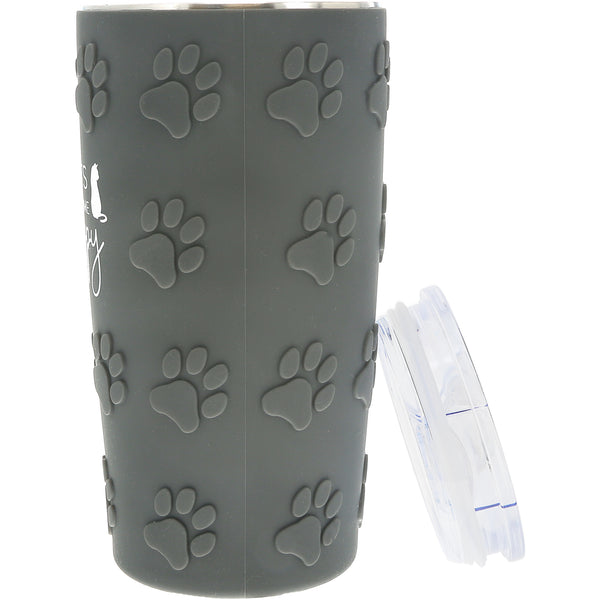 Pavilion Gift Company Cats 20 Oz Travel Tumbler With 3D Silicone Wrap