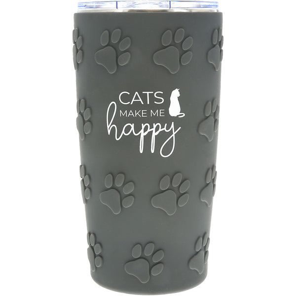 pavilion gift company Cats 20 oz Travel Tumbler with 3D Silicone Wrap