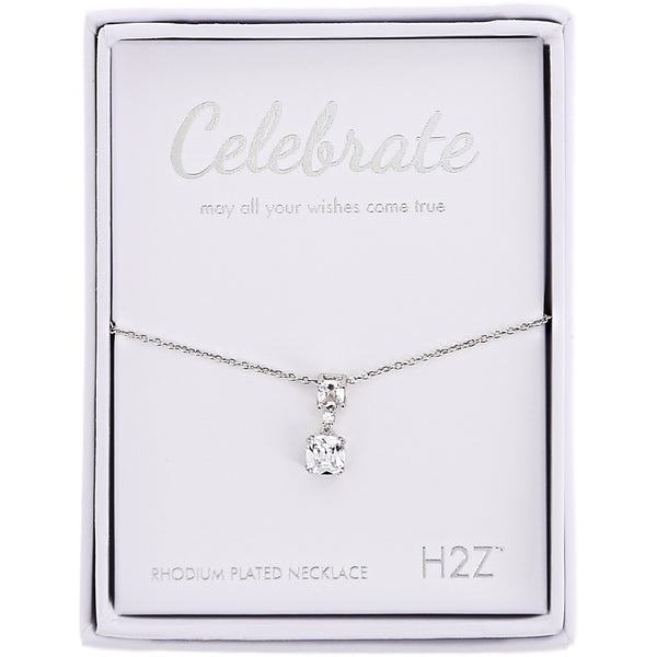 pavilion gift company Celebrate Clear Zircon 16.5"-18.5" Celebration Rhodium Plated Necklace