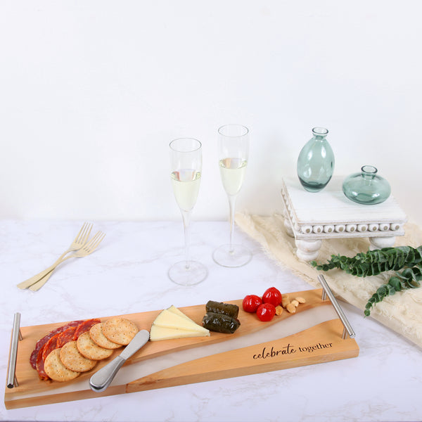 Pavilion Gift Company Celebrate Together 21" Wood & Resin Cheese/Bread Board Set