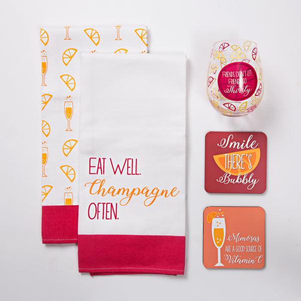 Pavilion Gift Company Celebration Citrus 4" Coaster Set With Box (4 Piece)