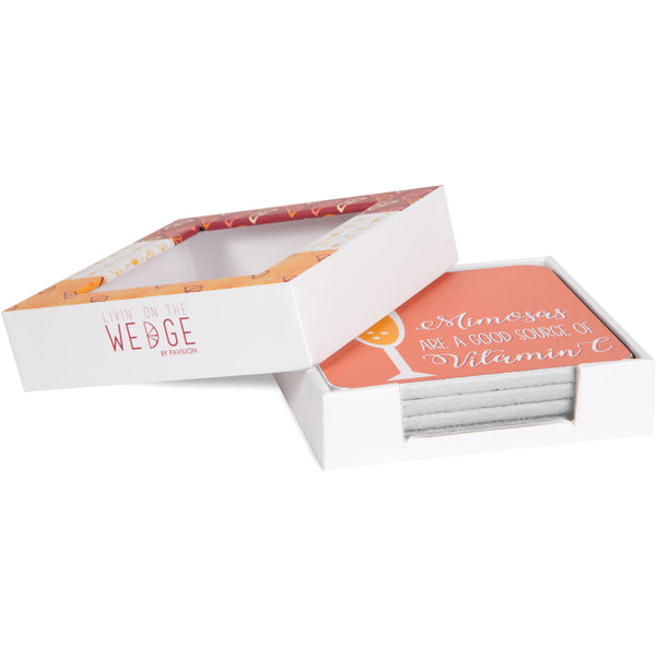 Pavilion Gift Company Celebration Citrus 4" Coaster Set With Box (4 Piece)