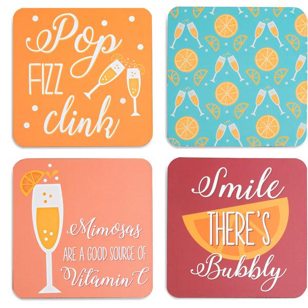 pavilion gift company Celebration Citrus 4" Coaster Set with Box (4 Piece)