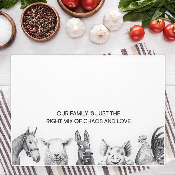 Pavilion Gift Company Chaos And Love 13.75" X 9.75" Glass Cutting Board