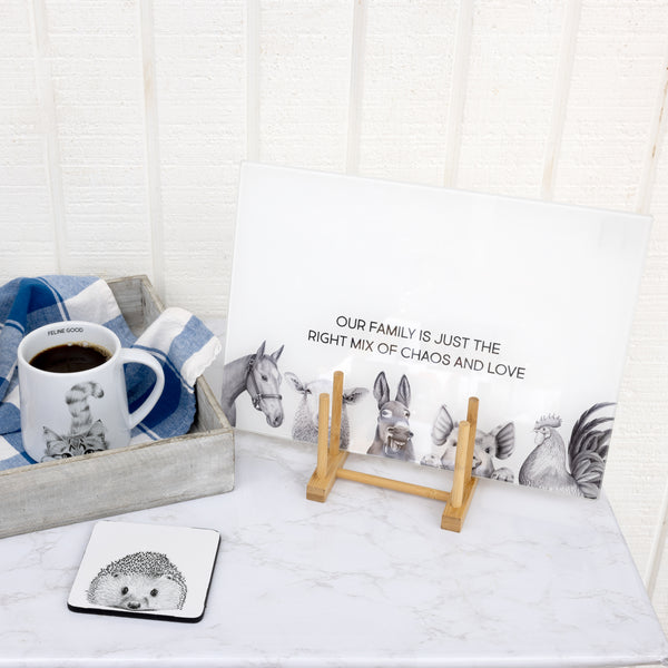 Pavilion Gift Company Chaos And Love 13.75" X 9.75" Glass Cutting Board