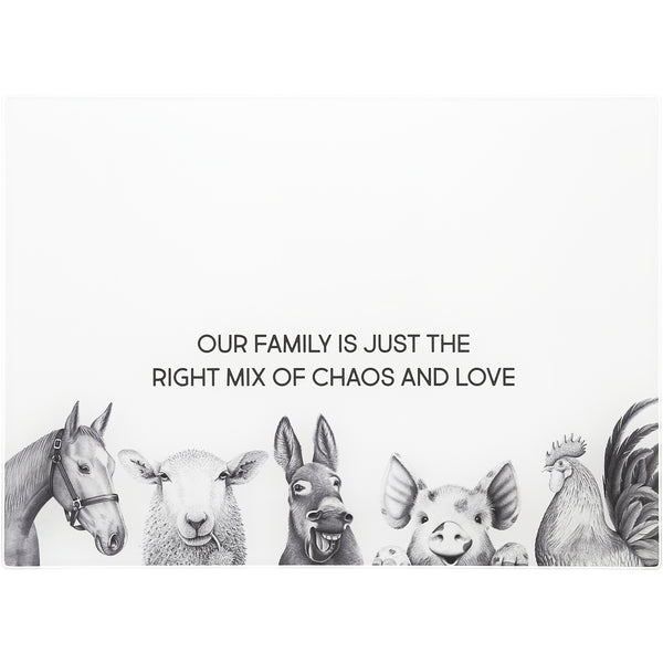 pavilion gift company Chaos And Love 13.75" x 9.75" Glass Cutting Board