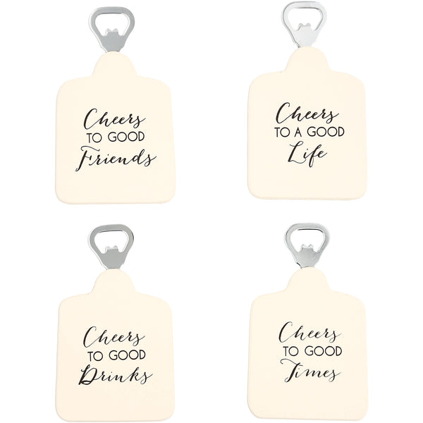 pavilion gift company Cheers Bottle Opener Coaster Set