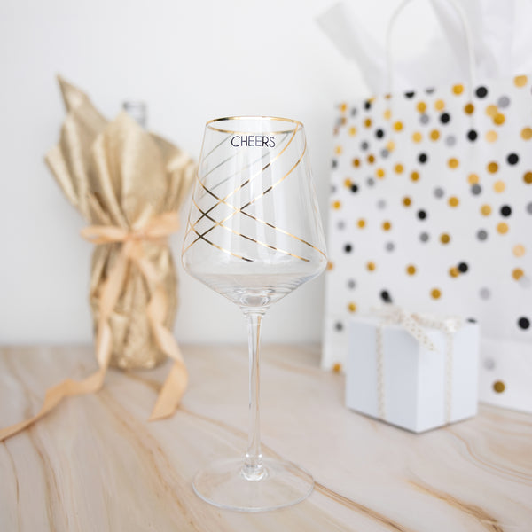 Pavilion Gift Company Cheers Crosshatch 17 Oz Wine Glass