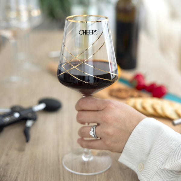 Pavilion Gift Company Cheers Crosshatch 17 Oz Wine Glass