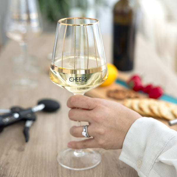 Pavilion Gift Company Cheers Stripes 17 Oz Wine Glass