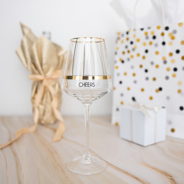 Pavilion Gift Company Cheers Stripes 17 Oz Wine Glass