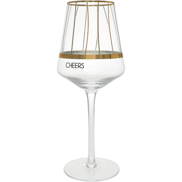 pavilion gift company Cheers Stripes 17 oz Wine Glass