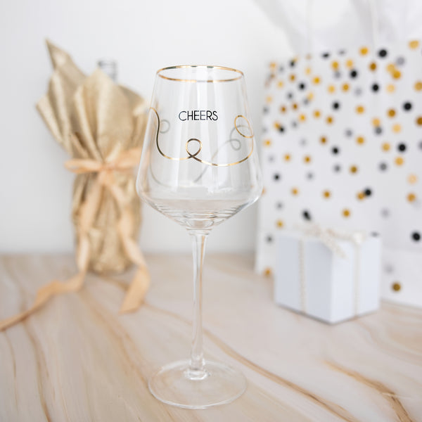 Pavilion Gift Company Cheers Swirls 17 Oz Wine Glass