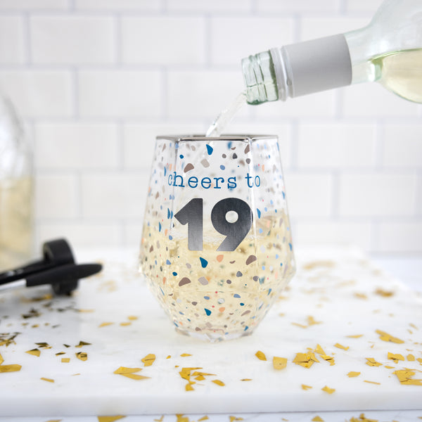 Pavilion Gift Company Cheers To 19 16 Oz Geometric Glass
