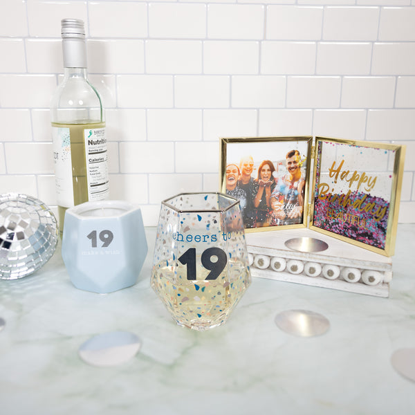 Pavilion Gift Company Cheers To 19 16 Oz Geometric Glass