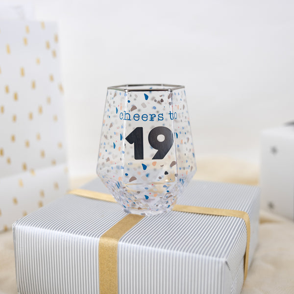 Pavilion Gift Company Cheers To 19 16 Oz Geometric Glass