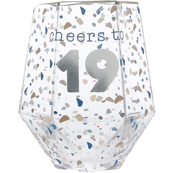 pavilion gift company Cheers to 19 16 oz Geometric Glass