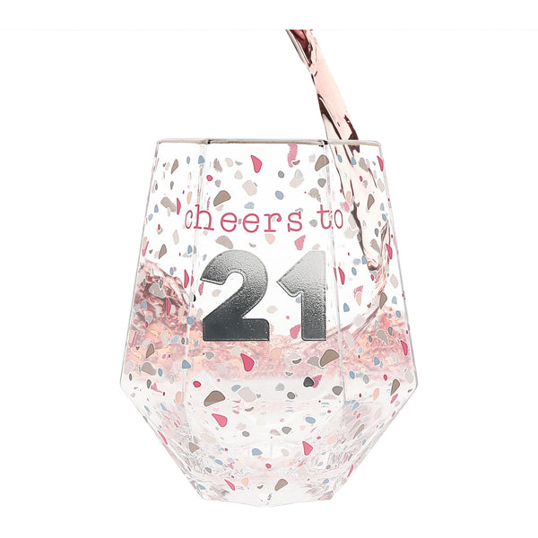 pavilion gift company Cheers to 21 16 oz Geometric Glass