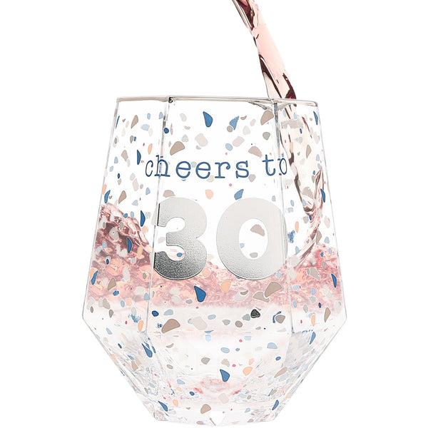 pavilion gift company Cheers to 30 16 oz Geometric Glass