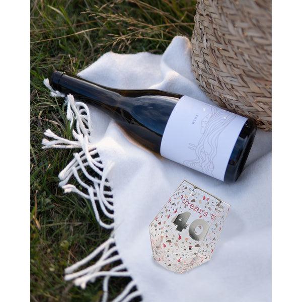 Pavilion Gift Company Cheers To 40 16 Oz Geometric Glass