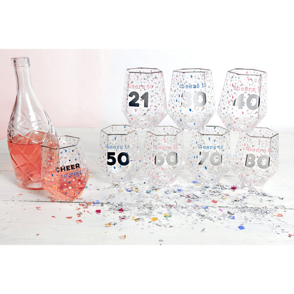 Pavilion Gift Company Cheers To 40 16 Oz Geometric Glass