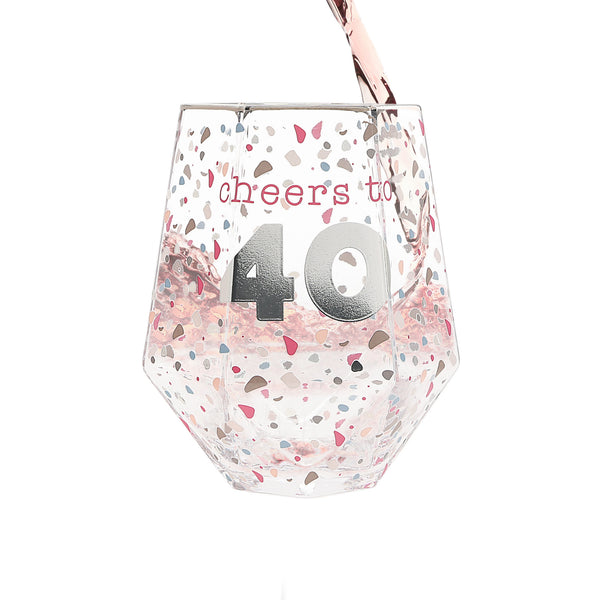 pavilion gift company Cheers to 40 16 oz Geometric Glass