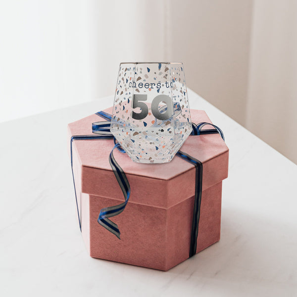 Pavilion Gift Company Cheers To 50 16 Oz Geometric Glass