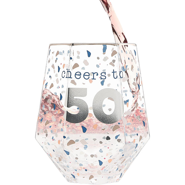 pavilion gift company Cheers to 50 16 oz Geometric Glass