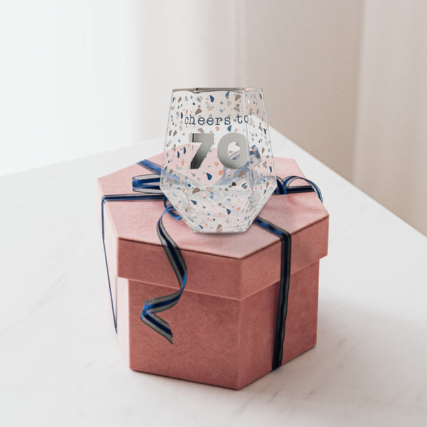 Pavilion Gift Company Cheers To 70 16 Oz Geometric Glass