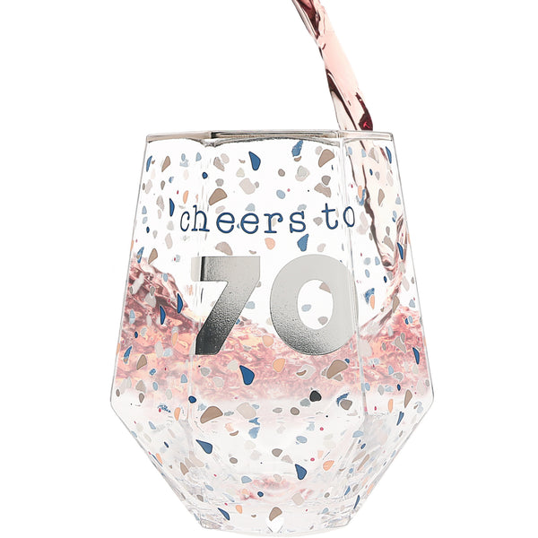 pavilion gift company Cheers to 70 16 oz Geometric Glass