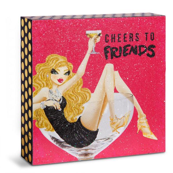 pavilion gift company Cheers to Friends 4" x 4" Plaque