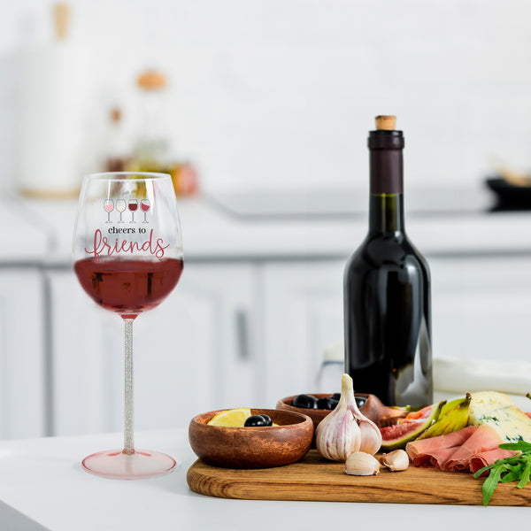 Pavilion Gift Company Cheers To Friends Gift Boxed 17 Oz Wine Glass