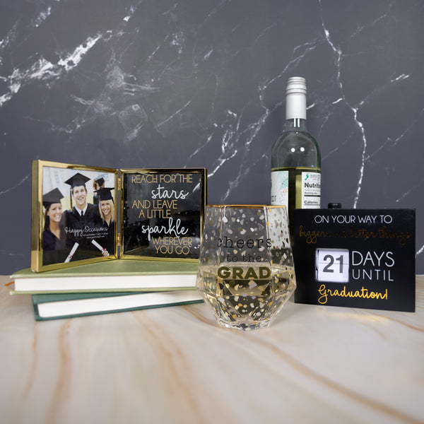 Pavilion Gift Company Cheers To The Grad 16 Oz Geometric Glass