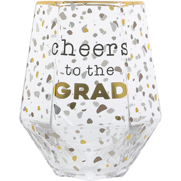 pavilion gift company Cheers to the Grad 16 oz Geometric Glass