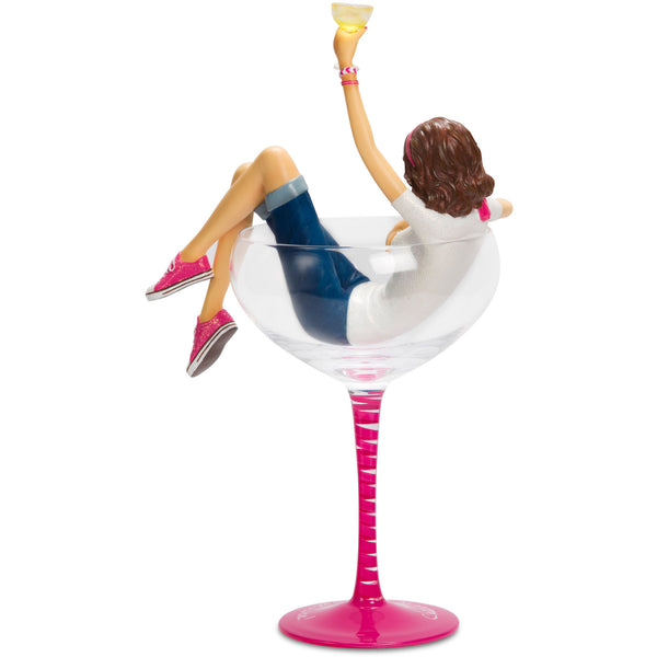 Pavilion Gift Company Cheers To The Survivor 10.25" Girl In Glass With Pink Ribbon To Symbolize Overcoming Breast Cancer