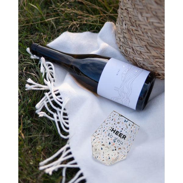 Pavilion Gift Company Cheers To You 16 Oz Geometric Glass