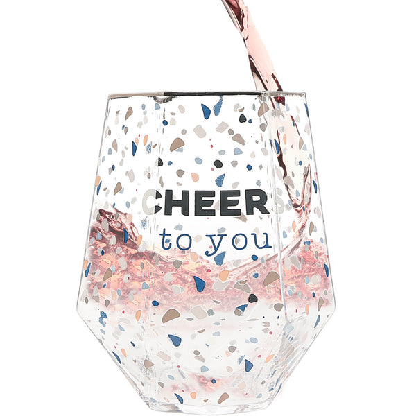 pavilion gift company Cheers To You 16 oz Geometric Glass
