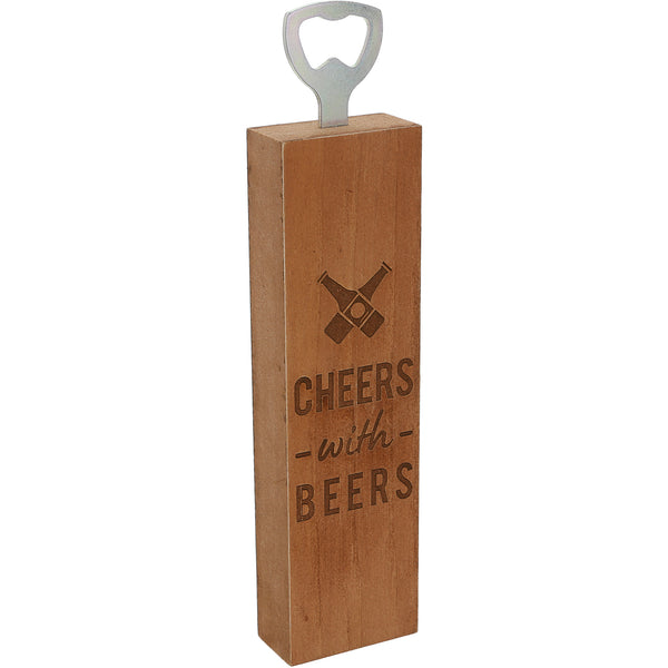 Pavilion Gift Company Cheers With Beers 2" X 7" Wooden Bottle Opener