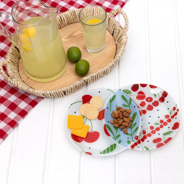 Pavilion Gift Company Cherries 13.75" X 9" Three-Section Platter
