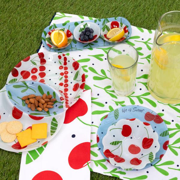 Pavilion Gift Company Cherries 13.75" X 9" Three-Section Platter