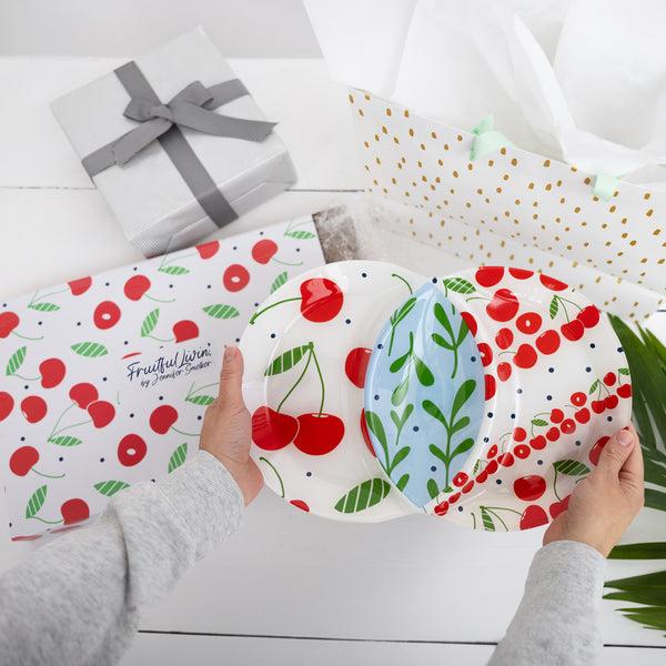 Pavilion Gift Company Cherries 13.75" X 9" Three-Section Platter