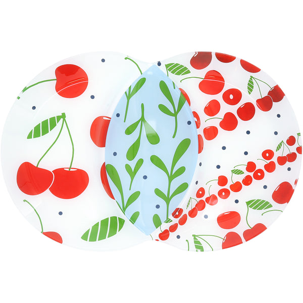 pavilion gift company Cherries 13.75" x 9" Three-Section Platter