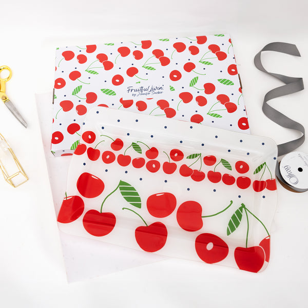 Pavilion Gift Company Cherries 16.75" X 11" Glass Serving Tray