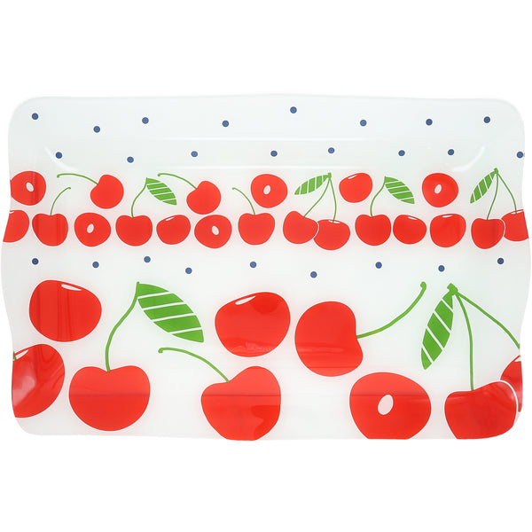 pavilion gift company Cherries 16.75" x 11" Glass Serving Tray