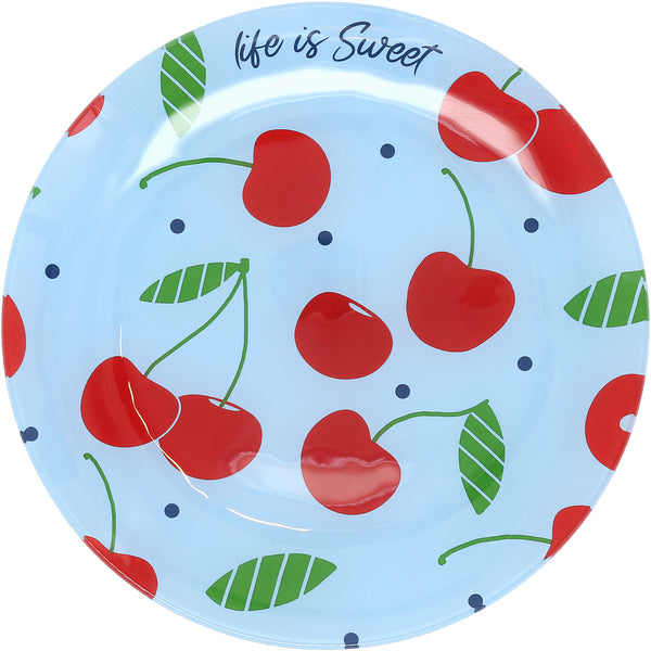 pavilion gift company Cherries 8" Glass Appetizer Plate