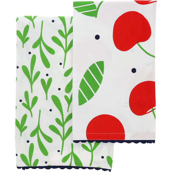 pavilion gift company Cherries Tea Towel Gift Set (2 - 20" x 28")