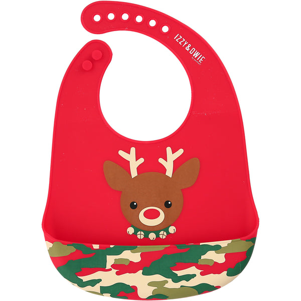 pavilion gift company Christmas Camo Reindeer 12" Silicone Catch All Bib