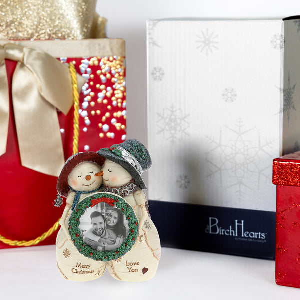 Pavilion Gift Company Christmas Love 4.5" Snowcouple Holding A Frame