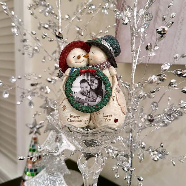 Pavilion Gift Company Christmas Love 4.5" Snowcouple Holding A Frame