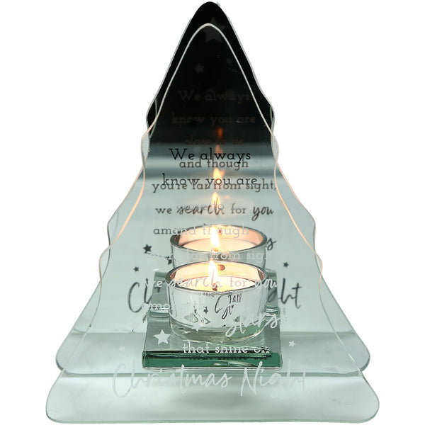 pavilion gift company Christmas Night 5.75" x 7" Mirrored Glass Candle Holder